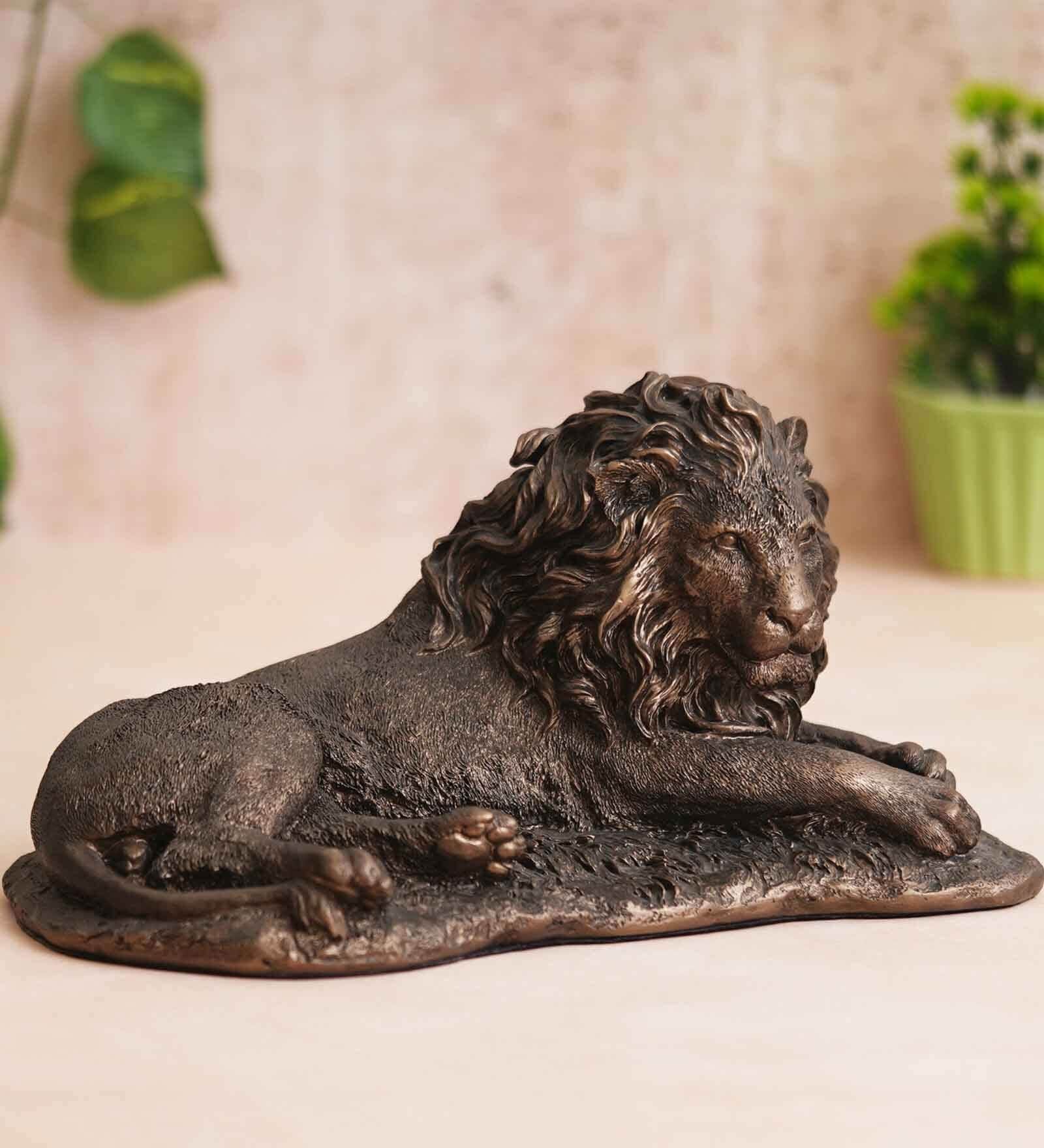 Lion Gold Polyresin Figurine